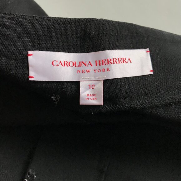 Carolina Herrera Diane High Rise Wide Leg Pants Womens 10 Black Virgin Wool - Picture 7 of 13